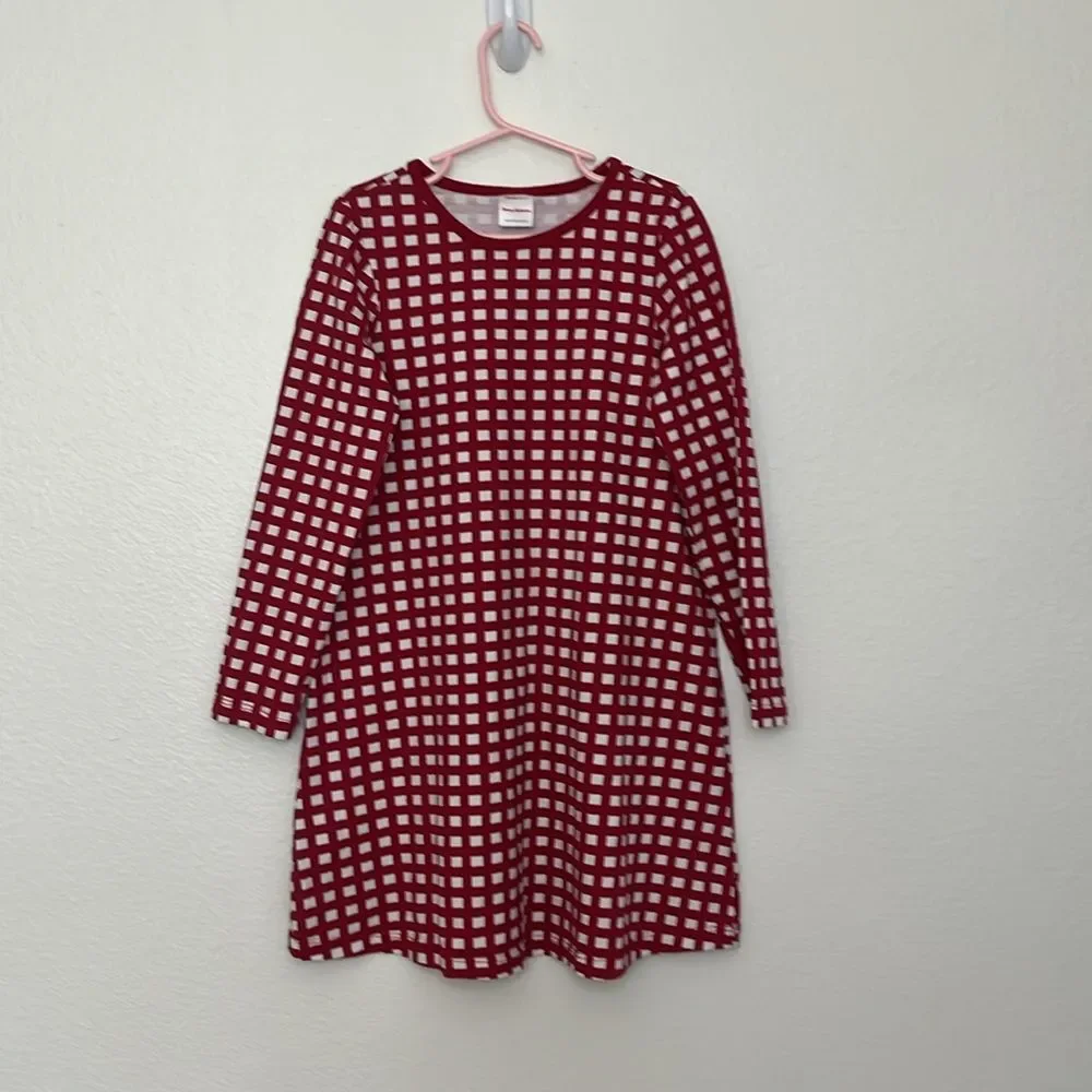 Hanna Andersson Long Sleeve Red White Check Dress sz 6-7